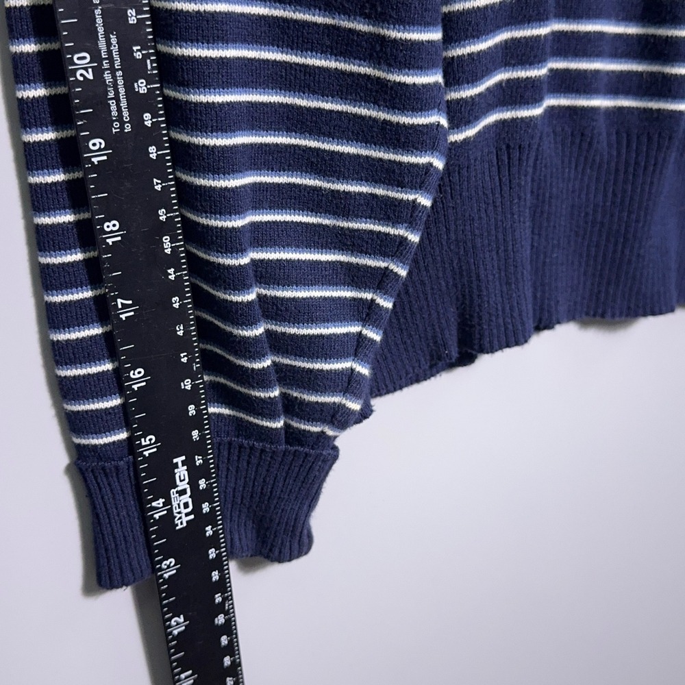Polo Ralph Lauren Shirt Mens Size Large Striped Cotton Knit Navy Blue White - Picture 8 of 10